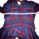 Thread and Supply  Navy and Red Plaid Peplum blouse w/ tie closure Size Medium Photo 4