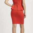 Alice + Olivia  Georgina Peplum Mini Dress Employed Red Bodycon Flare Ruffle Zip Photo 1