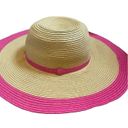 Charlie Paige Charlie‎ Paige Wide Brim Floppy Contrast Bright Pink Straw Sun Hat Photo 1