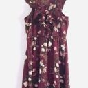 Converse  Dress XS Satin Ruffle Floral Print Plum Purple Photo 1