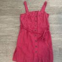 Loft Women’s  Button Down Pink Tank Linen Dress W/ Tie Size 10 Photo 0