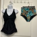 Urban Outfitters Under the Sun  High Waist Tropical Ruched VNeck Tankini Swimsuit Photo 2