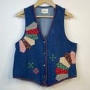 Susan Bristol Vintage Patchwork Embroidered Denim Boho Western Country Vest M Photo 0