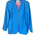 Oleg Cassini 0951 ’80s Excess Vintage  Blue Blazer Jacket Size 16 XL Photo 0