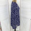 In Bloom Floral Bell Sleeve Tunic Shirt Dress Blue White Small Photo 2