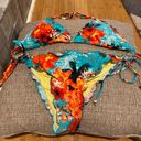 Relleciga Blue Floral Brazilian Bikini Triangle  Wavy Sexy Teeny Photo 3