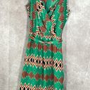 JustFab  Orange & Green Zig Zag V-Neck Tank Dress | Size Medium Photo 3