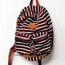 Madden Girl  maroon and white striped backpack medium cloth adjustable straps Photo 0