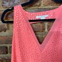 Cooper and Ella  Coral Pink Gold Polka Dot Keyhole Sleeveless Blouse Women's Small Photo 2