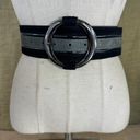 White House | Black Market WHBM Wide Black And Gray Leather Suede Belt S 27-31 Inches  Photo 4