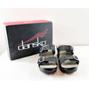 Dansko  Sophie Shagreen Metallic Python Leather Chunky Sandal Black Silver 11 Photo 2