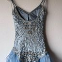 Sue Wong  Silk Dress Hand Beaded Evening Gown Party Fancy Blue Size 4 Photo 5