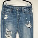 American Eagle  Women's Distressed Boyfriend Jeans Blue Denim Medium Wash Size 8 Photo 6