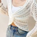 ASTR  the Label Solid Twist Knot Cable Knit Sweater in White Size X-Small Photo 2