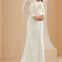 JJ's House Trumpet/Mermaid Off the Shoulder Court Train Chiffon Lace Wedding Dress BNWT Photo 4