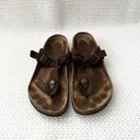 Birkenstock  Brown Leather Gizeh Braided Thong Strap Sandals 37 6 Ladies Photo 1