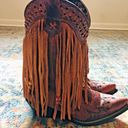 Dingo  Brown Leather Cassidy Cowboy Western Fringed Braided Wood Beads Boots 8 Photo 3