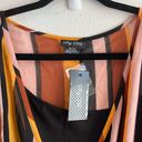 City Chic  Dress Gold Stripe Multicolored Maxi Sz 22W NWT V Neck Asymmetrical Hem Photo 5