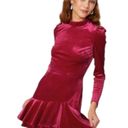 Yumi Kim  Shannon Pink Fuschia Velvet Long Sleeve Mini Dress Size Medium Photo 2