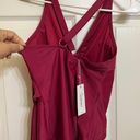 Glowbeam Burgundy Side Tie Plunge Neckline One Piece Swimsuit Photo 4