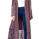 Embroidered Floral Mauve Elegant Duster Kimono Abaya Women’s Size Medium NWT Multi Photo 0