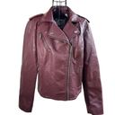 Levi's  Vegan Faux Leather Classic Motorcycle Jacket Burgundy Size Medium Photo 7