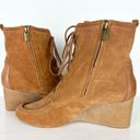 Michael Kors  Lace Up Wedge Suede Leather Booties Brown Women's Size 10 Photo 2