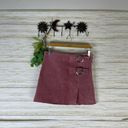 Mango  MNG Pink Genuine Pigskin Leather Suede Buckled Mini Skirt Photo 1