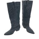 SHU SHOP Embroidered Western Heeled Long Boot Charcoal Cowgirl Cottage Y2K Sz 9 Gray Photo 2