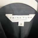 Trina Turk  Button Front Shirt Dress Black Pinstripe Size 2 Career Business Photo 2