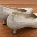 Manolo Blahnik Vintage  Stone Suede Gray Leather Classic Low Heel Pumps Size 35.5 Photo 3