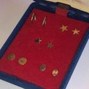 5 Pairs Vintage Gold Tone Star Oval Hoop Dainty Pierced Earrings Photo 2