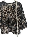 Loft Women's Black Animal Print Pleated Puff Sleeve Top Photo 3