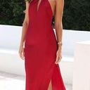 Hello Molly NEW  ADMIRED FROM ALL ANGLES SATIN HALTER MAXI DRESS WINE Photo 0