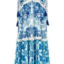 Rococo  Sand Oriental Labyrinth Printed Sleeveless Tassel Lace Tiered Maxi Dress Photo 7