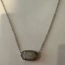 Kendra Scott  Elisa Necklace Iridescent Drusy Pendant Silver Chain Photo 2