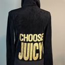 Juicy Couture Y2K  Black VELOUR Jacket CHOOSE JUICY GOLD BLING Sz L Photo 5