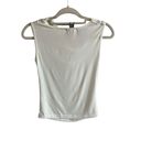 Micas  Women's White Small Sleeveless Droopy Neck Stretch Cotton Blend Blouse Photo 5