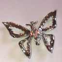 Vintage Silver Tone & CZ Rhinestone Butterfly Boho Brooch Shoulder Pin Photo 5