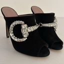 Gucci  Maxime Black Suede Crystal Horsebit Open Toe Mules High Heel Sandals 37.5 Photo 8