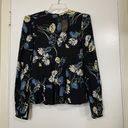 Daisy NEW! By TIMO BLACK FLORAL  RUFFLE HEM SPRING BLOUSE TOP SIZE Small Photo 0