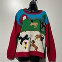 California Sweaters Knit Peru Novelty Horse Equestrian Cowboy Sweater Sz Medium Photo 1