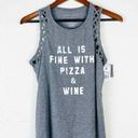 Grayson Threads All Is‎ Fine With Pizza and Wine Gray Graphic Tank Medium Photo 1