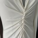 Halston Heritage Ivory V-Neck Ruched Jersey Gown Photo 4