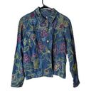 Coldwater Creek  Colorful Floral Embroidered Jean Jacket Photo 0