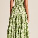 Abercrombie & Fitch  Ruffle Sleeve Poplin Midaxi Dress Green Floral Small New Photo 3