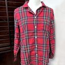 L.L.Bean  Womens Sleepshirt Red Plaid Pocket Collared Long Sleeve Flannel M Photo 0