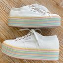 Superga  2790 Platform sneakers white rainbow pastel stripes lace-up shoes Photo 1