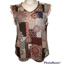 Brooks Bobbie  Size M Patchwork Ruffle Lace Top NEW NWT Photo 0