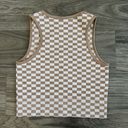 Aura Ribbed Brown Checkered Tank Top Size Medium Photo 3